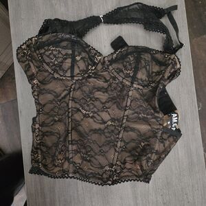 I.AM.GIA Black Lace Bustier Top